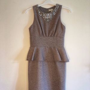 Jackie Jon Silver Peplum Formal Dress (EUC)